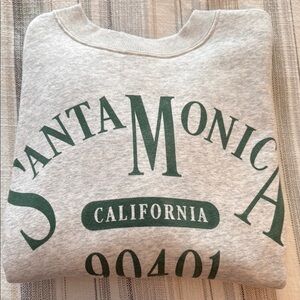 Gray Sweatshirt with Green Santa Monica Print